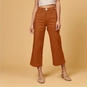Whimsy + Row Flora Wide Leg Crop Pants in Rust Sz S